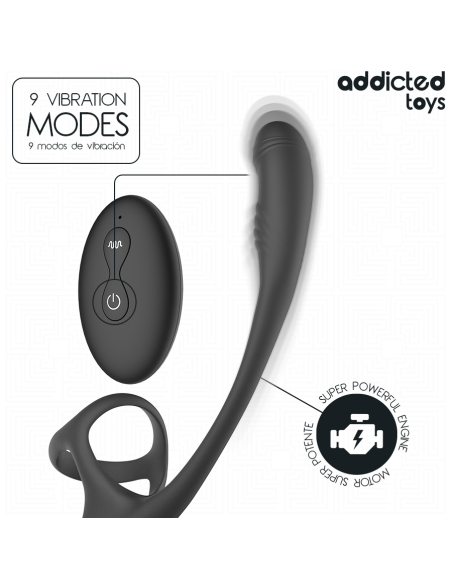 ADDICTED TOYS PLUG ANAL VIBRACIAN Y WAVING 360Aº Y ESTIMULADOR TESTACULOS